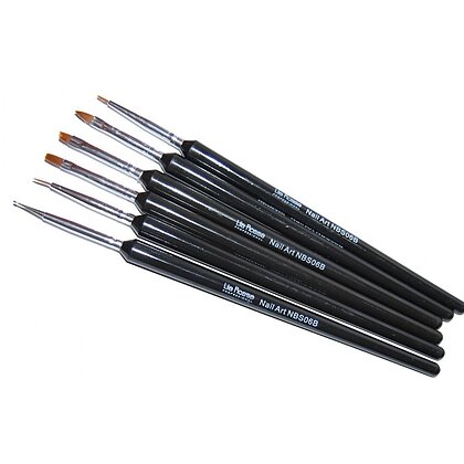 Set De 6 Pensule Pentru Gel Si Nail Art Negru