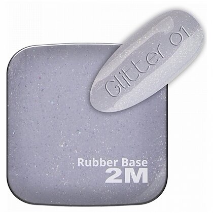 Oja Semipermanenta 2M Mini Me Rubber Base Glitter Nr. 01