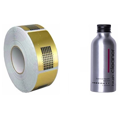 Pachet Sablon Patrat Unghii 500buc + Solutie Curatat Pensule 2M Beauty 120ml