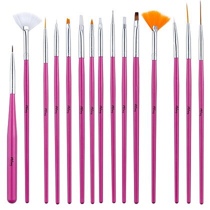 Set Pensule Miley Nail Art - 15buc Roz